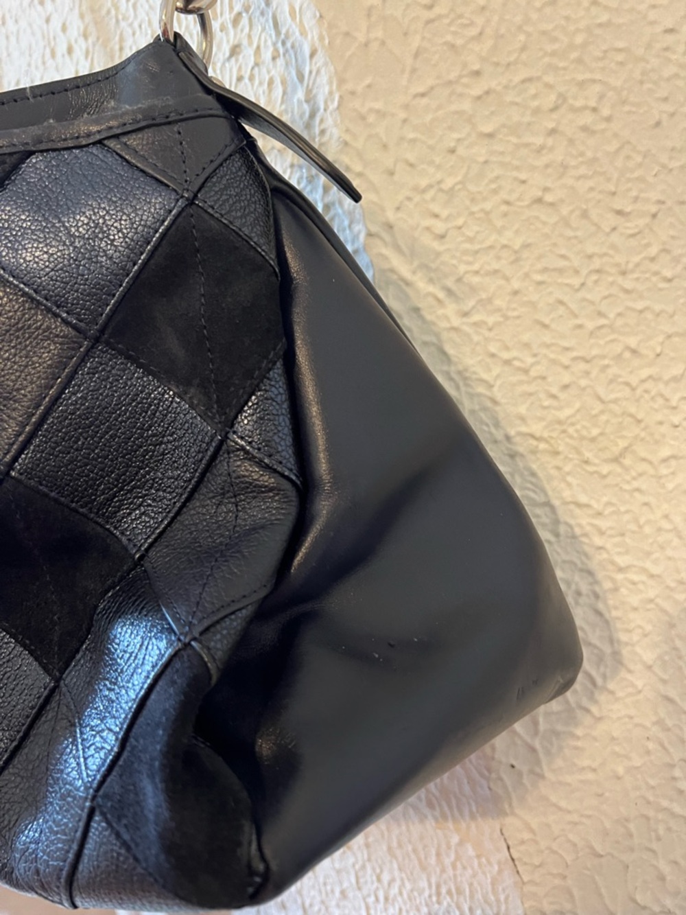Stunning RARE Coach Morgan Diamond Patchwork Leather & Suede Satchel Bag Navy - Picture 14 of 16